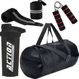 true indian New gym bag combo for gym bag gym shaker bottle wrist band hand gripper Fitness Accessory Kit Kit-picture-19