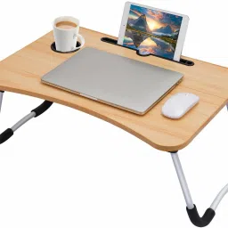 Multipurpose Foldable Table with Cup Holder, Study , Bed ,Table, Portable Wood Portable Laptop Table-image-32