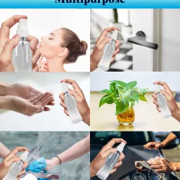 nsb herbals Transparent Plastic Empty Refillable Reusable Fine Mist Spray Bottle with Dust Cap 50 ml Bottle image 2