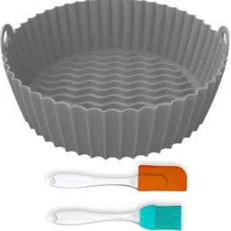 Air Fryer Tray-Grey Food Safe Heating Baking Tray, With 1 Oil brush & 1 Spatula Airfryer Tray-image-8