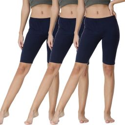 Pack of 3 Solid Women Dark Blue Running Shorts, Cycling Shorts, Night Shorts, Gym Shorts, Basic Shorts, Regular Shorts-image-36