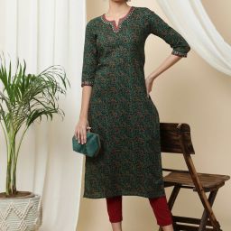 Women Printed Pure Cotton Straight Kurta-image-36