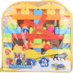 Plastic Building Block for Kids 76 pcs (With Storage Zip Bag) (Multicolor)-image-17