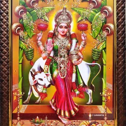 LAXMI MATA ON COW Digital Reprint 12 inch x 8 inch Painting-11