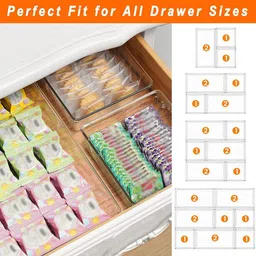 Kuber Industries Transparent Set of 6 Reusable Drawer Organiser Organisers image 2
