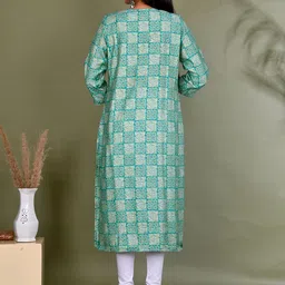 Kesarya Ethnic Motifs Printed Flared Sleeves Block Print A-Line Regular Kurta image 3