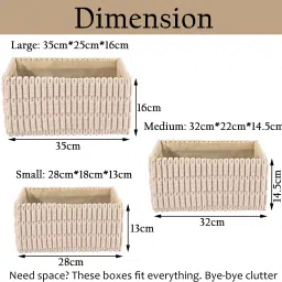 homestic Cotton Set of 18 Storage Basket with Handle | GM-28-BG | Rectangular Biege Color Storage Basket image 3