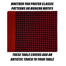 Kuber Industries Maroon & Black Barik Checked Square Table Cover image 4
