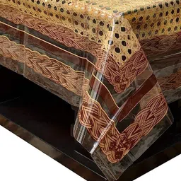 Kuber Industries Brown Printed 4-Seater Rectangular Table Cover image 4