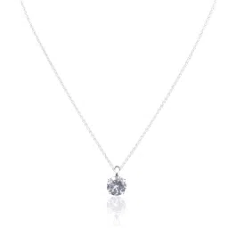 925 Sterling Silver Chain with Beautiful White Big American Diamond (Cubic Zirconia) Pendant Necklace for Women/Girls Cubic Zirconia Sterling Silver Chain-image-5