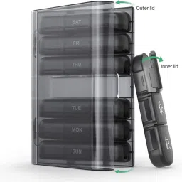 1 Pill Box 21 Compartments, Small Pill Box,Large Compartments,Pill Box forMedicine Pill Box-20