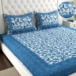 144 TC Cotton Double Jaipuri Prints Flat Bedsheet-15