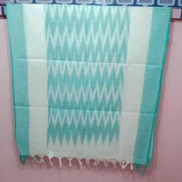 Cotton Blend Printed Blue, White Women Dupatta-31