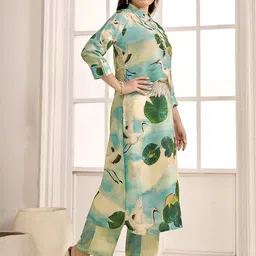 Anouk Beige Abstract Printed Shirt Collar Tunic & Trouser image 5