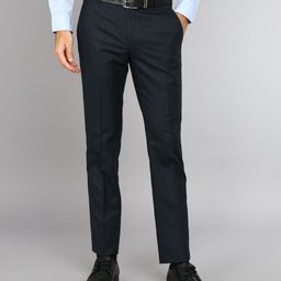 raymond Men Slim Fit Dark Blue Viscose Rayon Trousers-picture-4