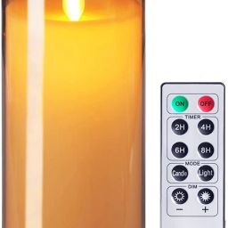 Flameless LED Acrylic Glass Candles Moving Flame Timer and Remote Controller Candle-image-1