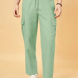 Men Self Design Light Green Track Pants-image-74