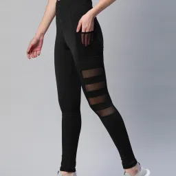 Self Design Women Black Tights-12