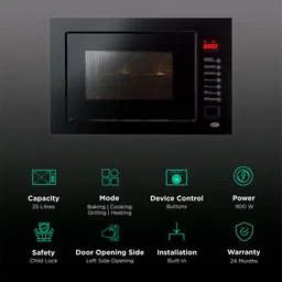 KAFF KMW8A 25L Built-in Microwave Oven with Multi Programming Mode (Black) image 3
