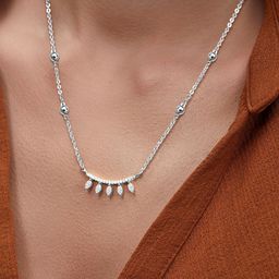MINUTIAE Silver-Plated Stones-Studded Pendant Necklace With Chain image 5