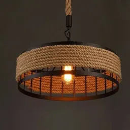 Hanging Vintage Rope Pendant Light Rustic Hemp Rope Light(Without Bulb) Pendants Ceiling Lamp-21