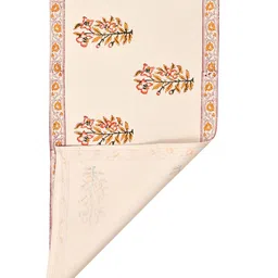 BLOCKS OF INDIA 7 Pcs Beige & Orange Block Print Pure Cotton Table Placemats & Runner image 2