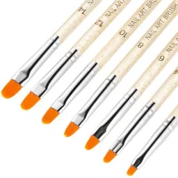 7Pcs UV Gel Nail Art Brush Pen Drawing Painting Leaves Salon Use Home Gold-image-8