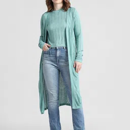 ONLY Onld Lopp Self Design Longline Open Front Shrug image 3
