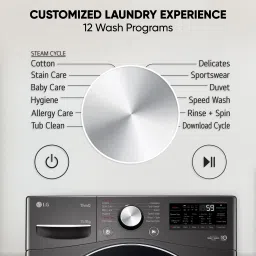 lg 15 kg Fully Automatic Front Load Washer Dryer with AI Direct Drive Technology, Wi-Fi Enabled, Allergy Removal with Steam & Turbo Wash Ready to Wear Clothes Fully Automatic Front Load with In-built Heater Black image 2