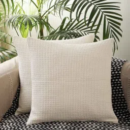 jamio firati Ivory Cotton Solid 18x18 inches Cushion Covers (Set of 5)-picture-10