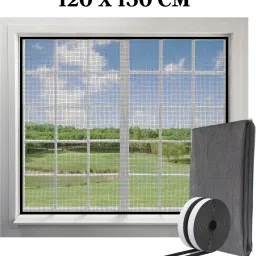 HDPE - High Density Poly Ethylene Adults Washable 5FT X 4FT 120GSM Mosquito Net For Window With Velcro Adhesive Hook and Loop Tape (Unstitched) Mosquito Net-26