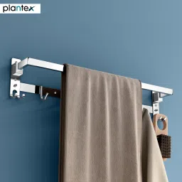 Stainless Steel Folding Towel Rod with Hooks/Towel Rack for Bathroom/Hanger 24 inch 1 Bar Towel Rod-image-72