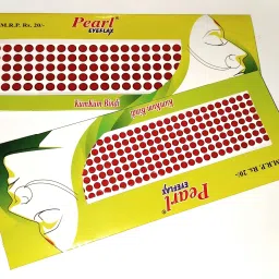 pearl eyeflax Red Round Black Outline Plain Bindi (Per Hanger 12 Pieces) All type Red Bindis image 4