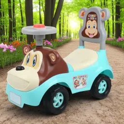 KIDS JEEP CAR WITH MONKEY FACE , BEST FOR 1 TO 2 YEAR KIDS ONLY, LIGHT & MUSIC Jeep Non Battery Operated Ride On-16