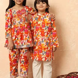Readiprint Fashions Boys Abstract Printed Pure Cotton Straight Kurta With Pyjamas-11