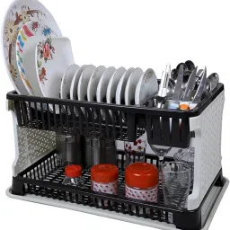 Cutlery Kitchen Rack Lenova 2-Tier Kitchen Organizer Rack Plastic Storage Shelf (Multicolor) Plastic-image-20