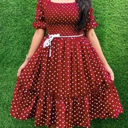 Women Fit and Flare Maroon Below Knee Dress-image-27
