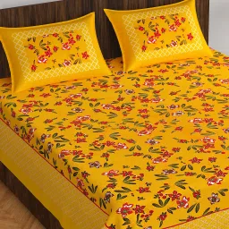 144 TC Cotton Double Jaipuri Prints Flat Bedsheet-17