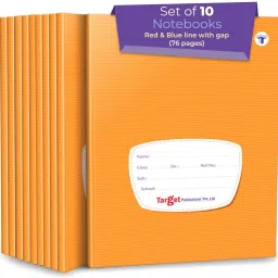 Red & Blue Line Notebooks | Small Four Line Copy |76 Pages |15.5x19 cm|Set of 10 Regular Notebook Ruled Pages 760 Pages-23