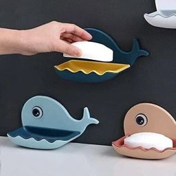 (PACK OF 2)Fish Shape Cute Adhesive Waterproof Wall Mounted Soap Dish-image-89