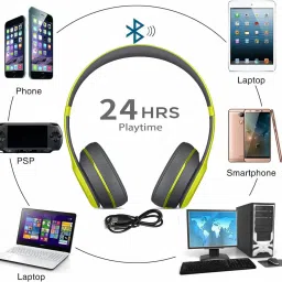 techobucks New Wireless Headphones with Microphone, Stereo FM Memory Card Bluetooth Headset image 5