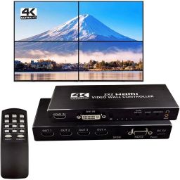 atdaraz 2x2 HDMI Video Wall Controller, 1080P@60Hz HDMI DVI TV Wall Processor with Audio 32 inch Blu-ray Player-15