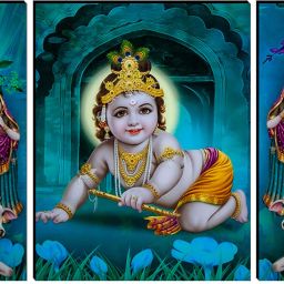 3 PC SET OF BAL KRISHNA MDF PAINTING WITHOUT GLASS (3510 FL) Digital Reprint 12 inch x 18 inch Painting-image-13