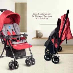 meemee Compact Fold, Adjustable Canopy, Reversible Handle, 5-Point Harness Pram image 5