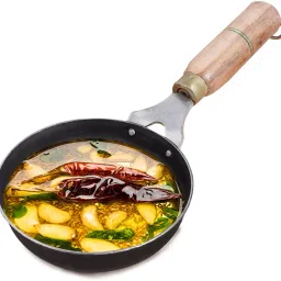 Pre-seasoned Iron Tadka Pan with Wooden Handle - 5inch Tadka Pan 12.7 cm diameter 0.3 L capacity-picture-7