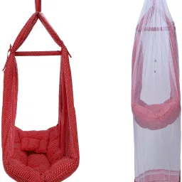 made2craft Baby Sleeping Swing Cradle with Mosquito Net and Spring, L-85, W-45, H-95 image 2