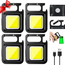 4 PACK MINI POCKET SIZE MULTI USE LED FLASHLIGHT KEYCHAIN WITH MAGNET BASE, 1 hrs Flood Lamp Emergency Light-17