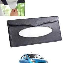 Universal Leatherite Rectangle Black Tissue Box For Car/office/Home-24 Vehicle Tissue Dispenser-image-0