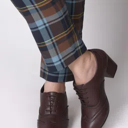 SHUZ TOUCH Round Toe Block Heeled Brogues-45
