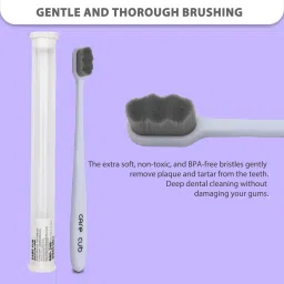 care cub Green & White ZigZig Nano10000 Bristle BPA Free Effect For Sensitive Teeth Ultra Soft Toothbrush image 2
